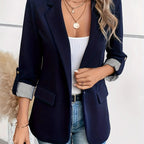 WOMEN’S STRIPED CUFF SINGLE BUTTON BLAZER SOLELII