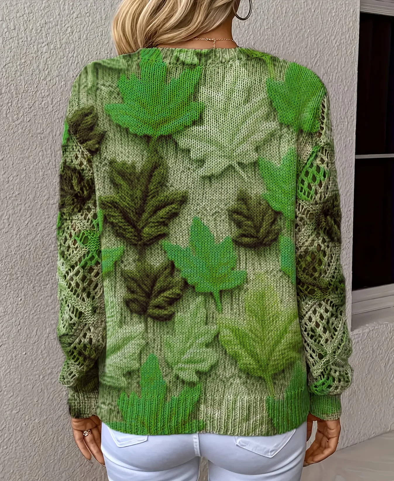 WOMEN’S BOHEMIAN V-NECK LEAF PRINT TOP SOLELII