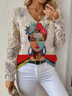 WOMEN’S BOHEMIAN V-NECK PRINTED TOP SOLELII