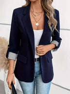 WOMEN’S STRIPED CUFF SINGLE BUTTON BLAZER SOLELII