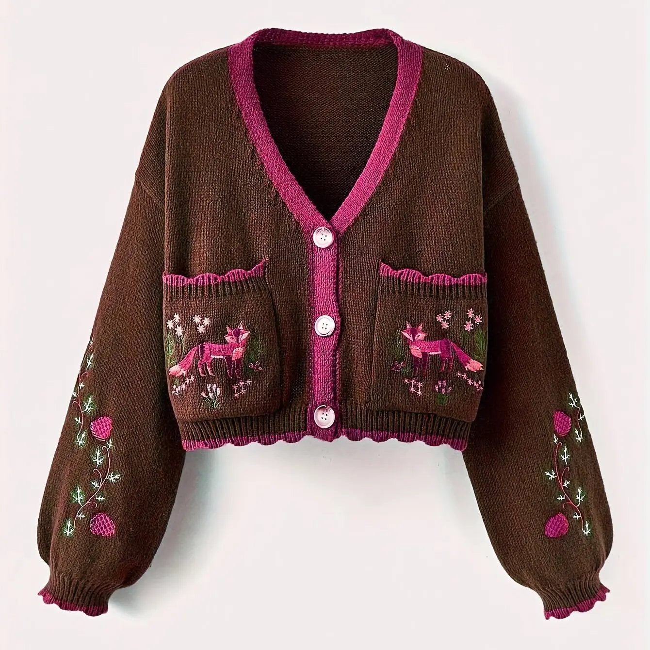 WOMEN’S EMBROIDERED COLOR BLOCK CARDIGAN SOLELII