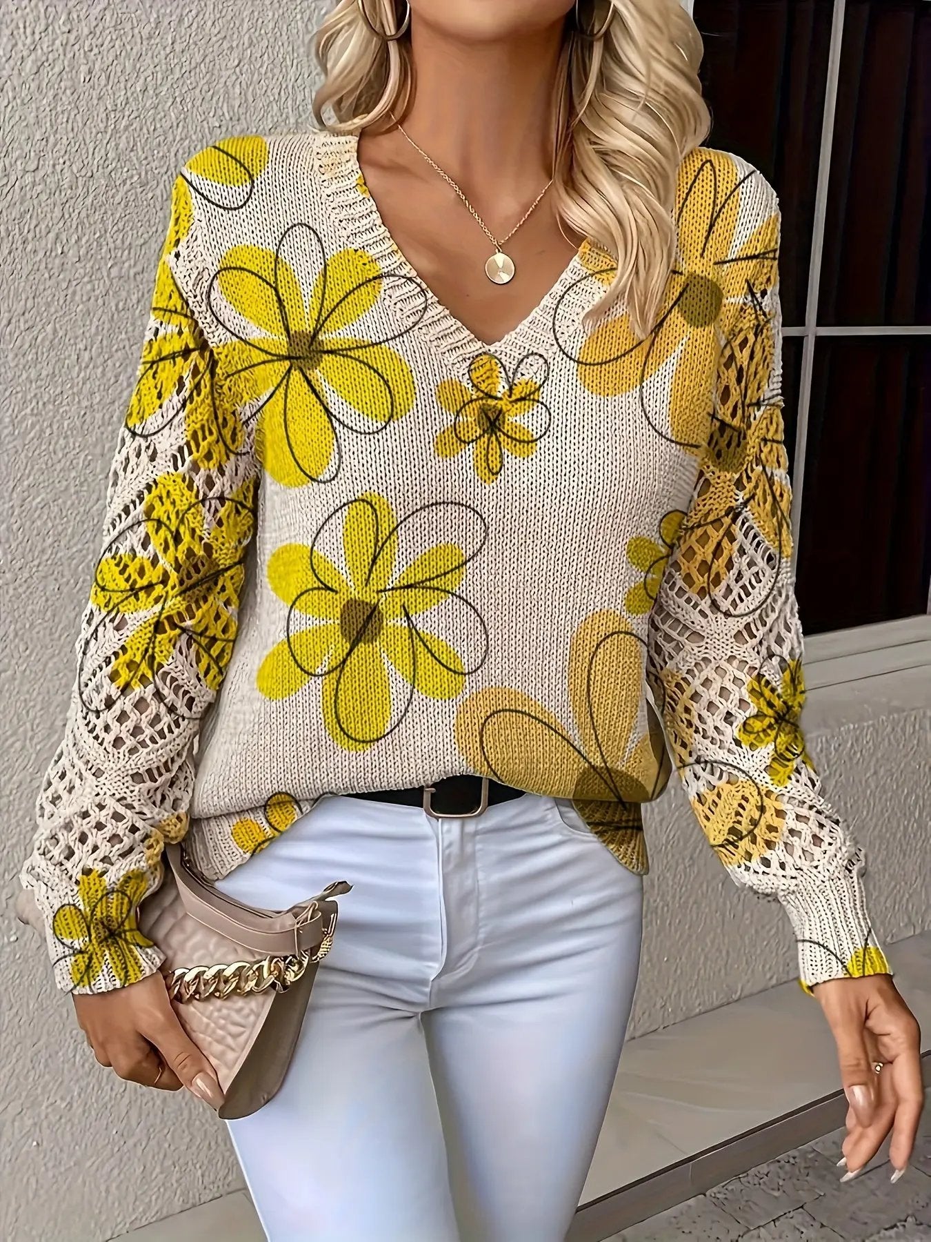WOMEN’S ELEGANT V-NECK SWEATER ALL SEASON SOLELII